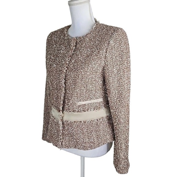 Jones New York ~Woman Size 4~Brown/Beige w/Silver Stripes Business Blazer Jacket - Picture 7 of 12